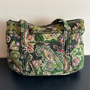 Vera Bradley Chelsea Green and Pink Paisley Shoulder Bag
